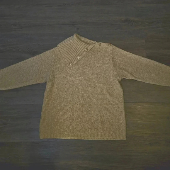 Vintage Hunters Run Gold Long Sleeve Button Cowl Neck Womens Sweater Sz M - Picture 8 of 12
